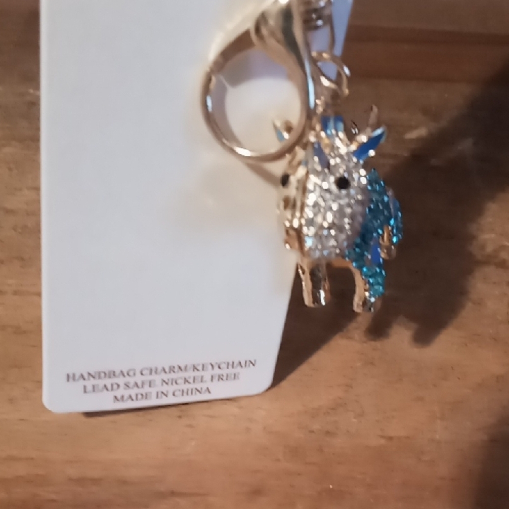 Natasha Couture Silver and Blue Unicorn Keychain - Picture 6 of 7